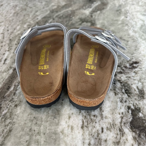Birkenstock Florida Silver Flat Sandals Women 37 Narrow NWOT - Picture 4 of 6
